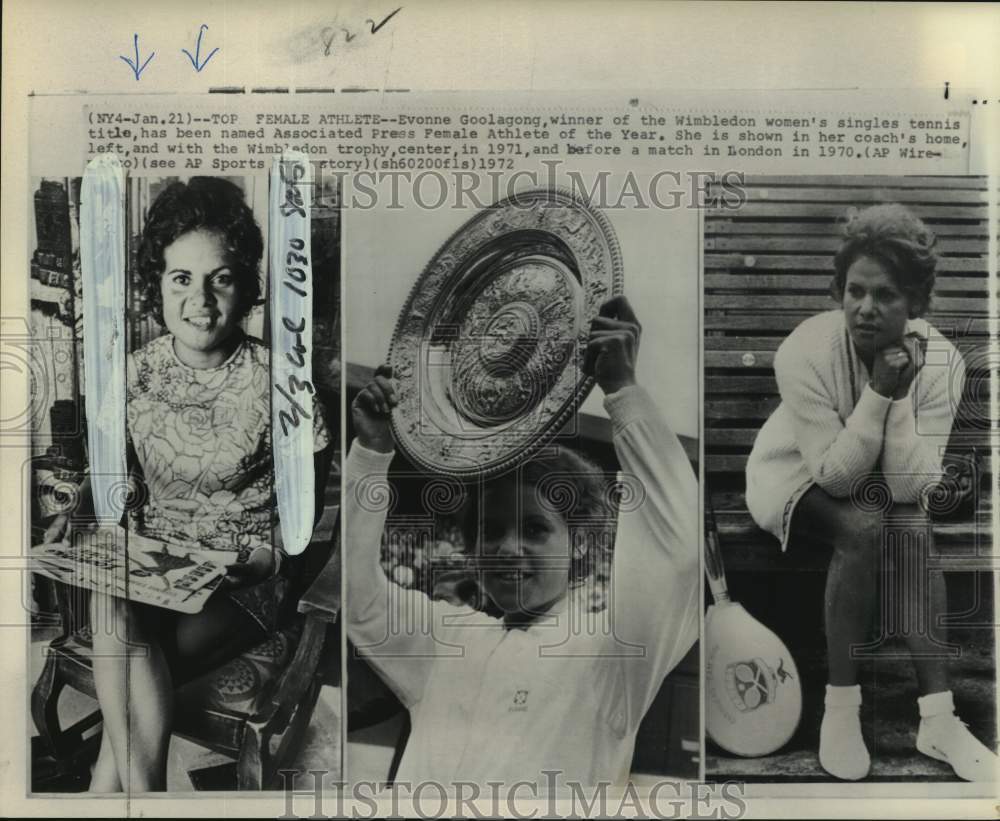 1970 Press Photo Tennis player Evonne Goolagong wins Wimbledon Trophy, England - Historic Images