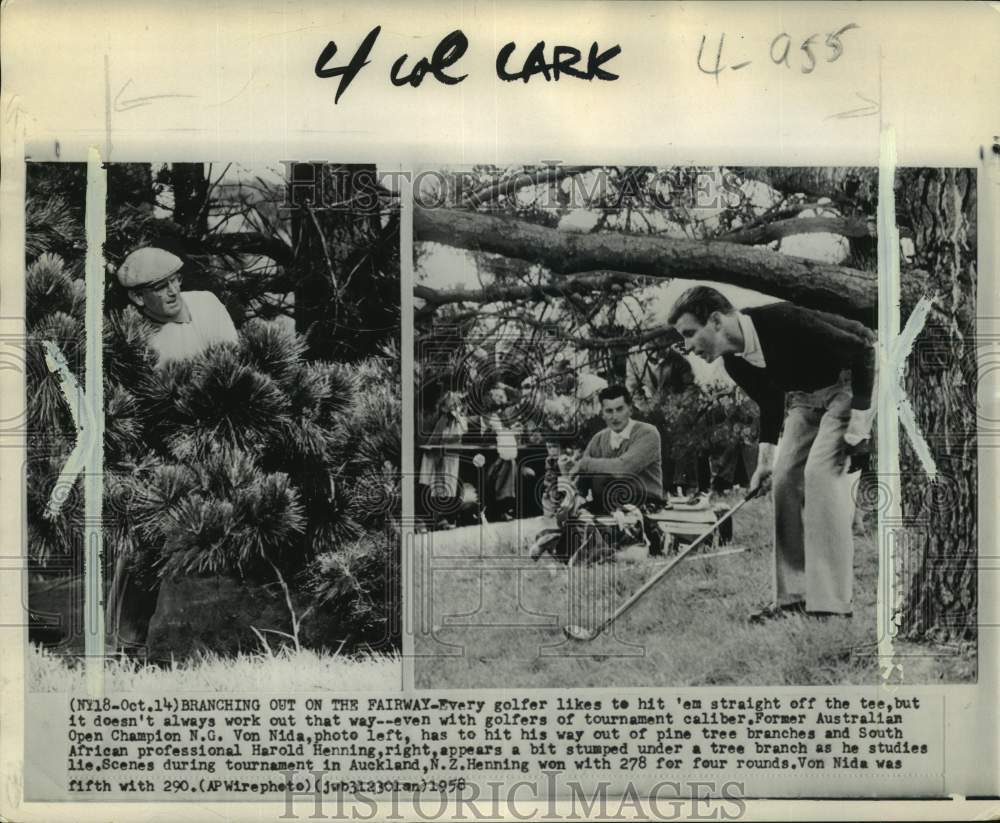 1958 Press Photo Golfers N.G. Von Nida &amp; Harold Henning, Auckland, New Zealand - Historic Images