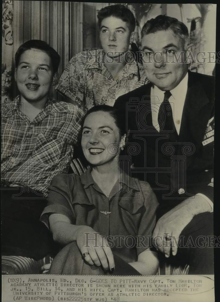 1948 Press Photo University of Pittsburgh&#39;s Tom Hamilton &amp; family, Annapolis, MD - Historic Images