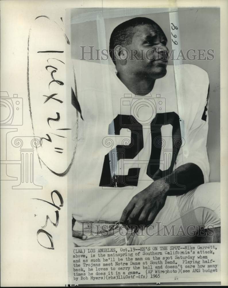 1965 Press Photo Trojans&#39; halfback Mike Garrett, football, Los Angeles- Historic Images