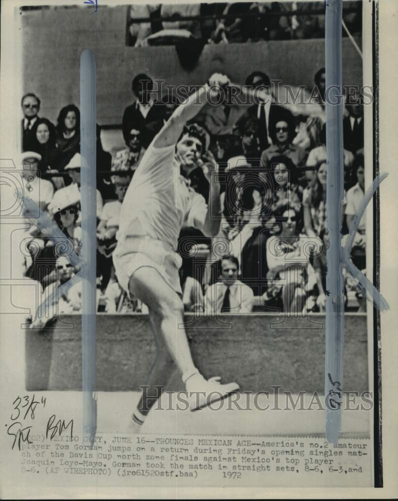 1972 Press Photo Tom Gorman, Davis Cup tennis finals, Mexico City - pis07671 - Historic Images