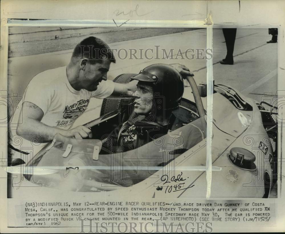 1962 Mickey Thompson congratulates Indy-500 auto racer Dan Gurney-Historic Images