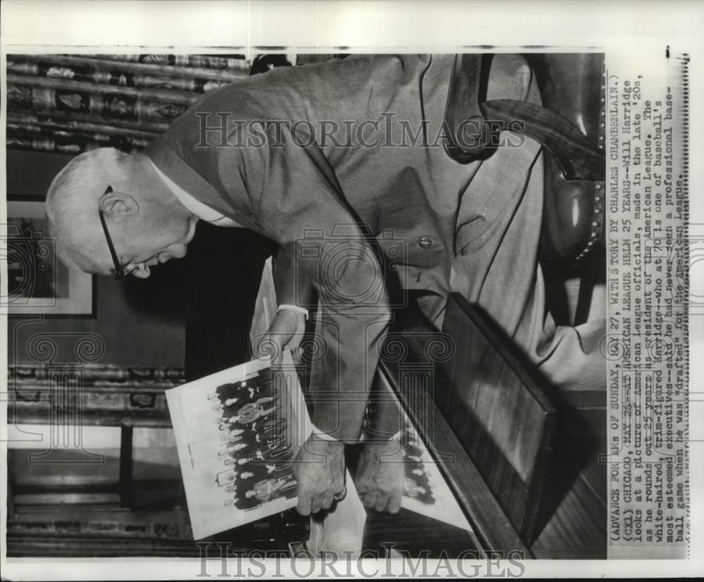 1956 Press Photo American League president Will Harridge, baseball, Chicago, IL - Historic Images