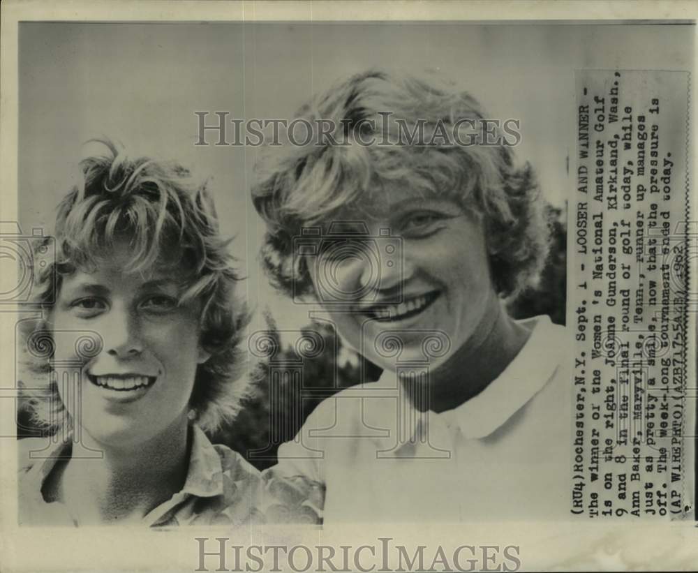 1962 Press Photo JoAnne Gunderson &amp; Ann Baker, Women&#39;s National Amateur Golf, NY - Historic Images