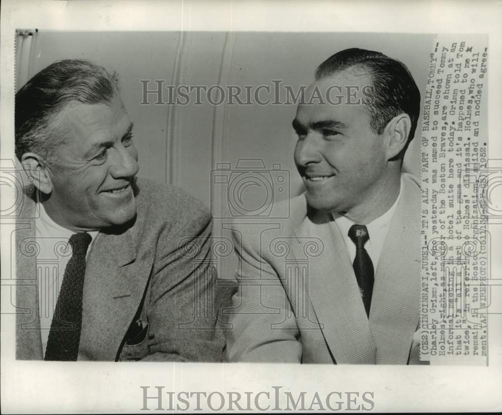 1952 Press Photo Braves&#39; managers Charley Grimm &amp; Tommy Holmes, Baseball, Ohio - Historic Images