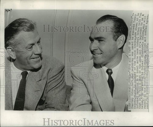 1952 Press Photo Braves' managers Charley Grimm & Tommy Holmes, Baseball, Ohio - Historic Images