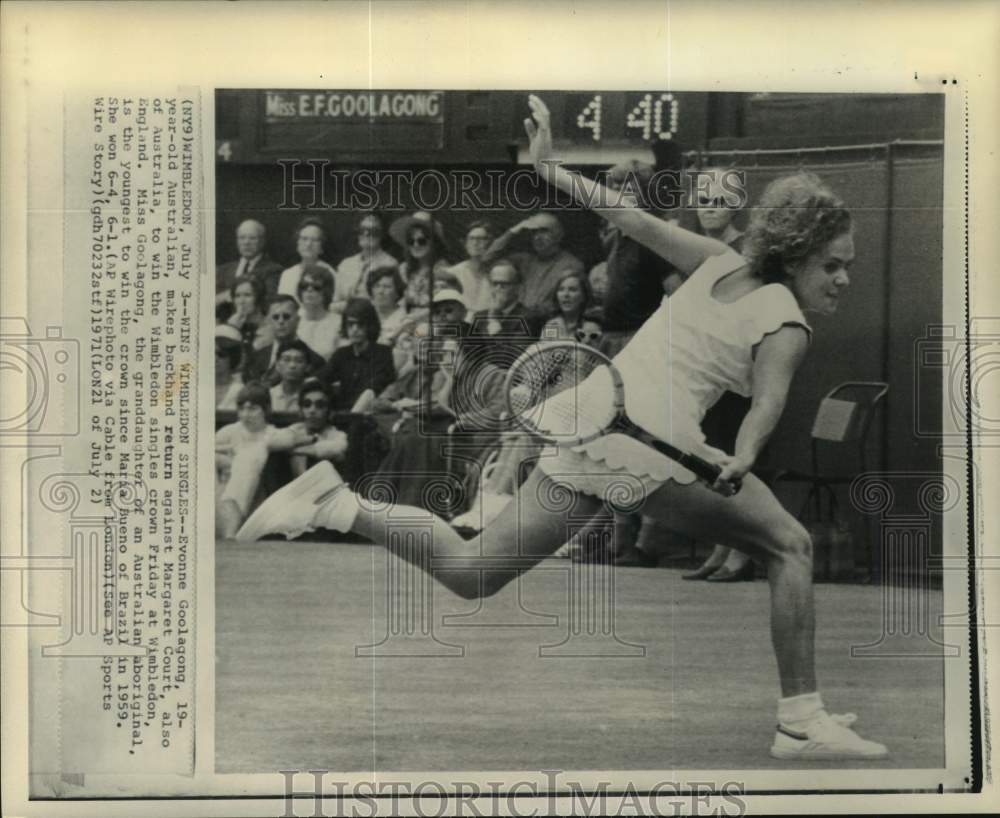 1971 Press Photo Tennis player Evonne Goolagong, Wimbledon Singles, England - Historic Images