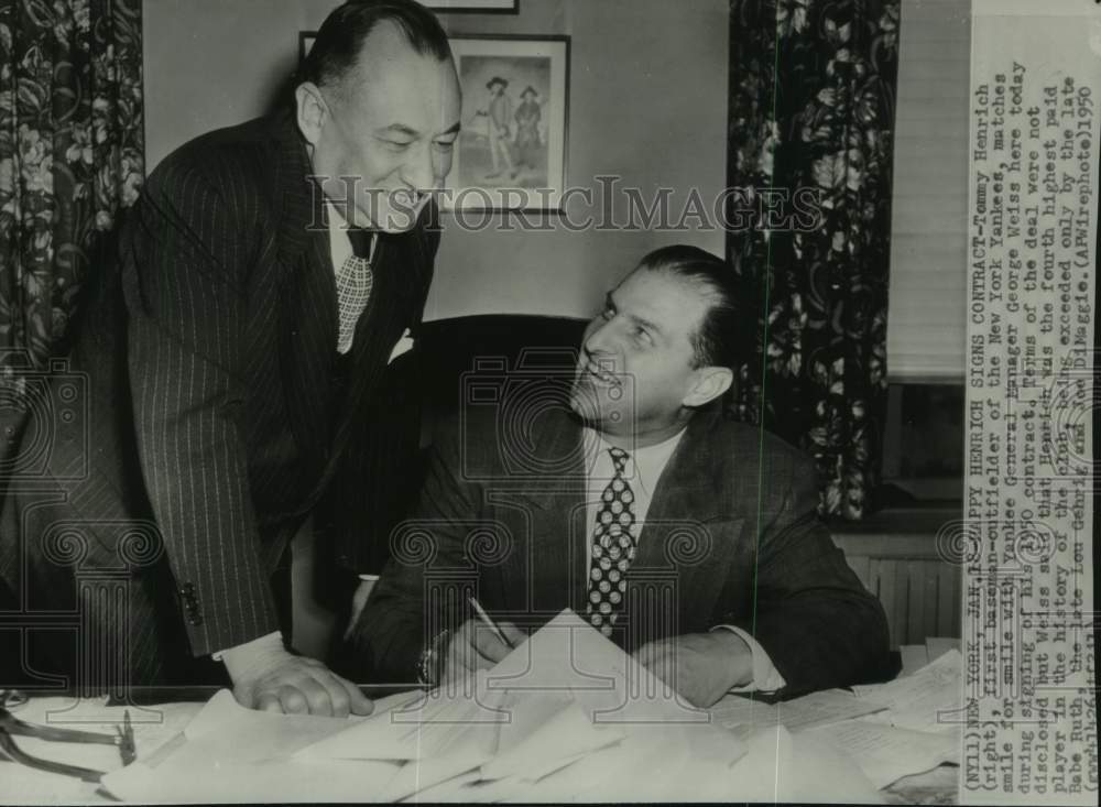 1950 Press Photo New York Yankees&#39; George Weiss &amp; Tommy Henrich, New York - Historic Images