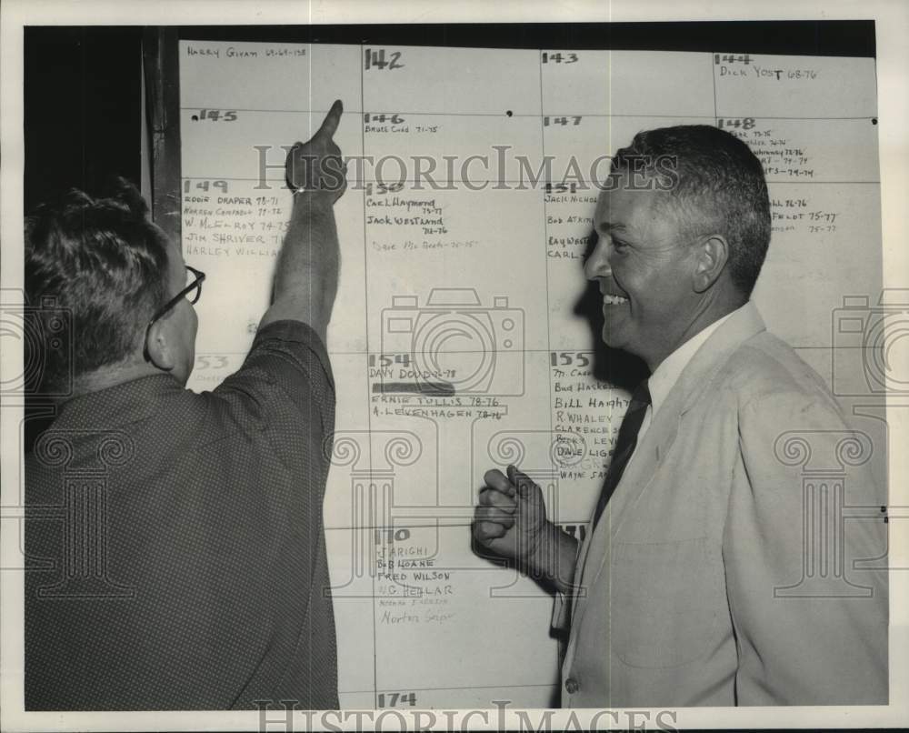 1952 Press Photo Harry Givan & scorekeeper, PNGA Golf Tournament, Tacoma- Historic Images