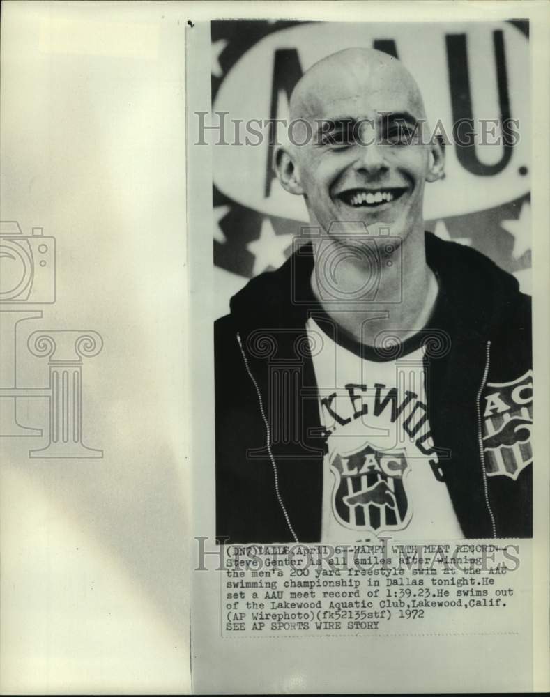 1972 Press Photo Swimmer Steve Genter sets 200-yard freestyle record, Dallas- Historic Images
