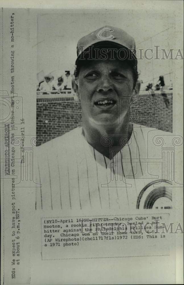 1971 Press Photo Chicago Cubs&#39; pitcher Burt Hooton - pis08334 - Historic Images