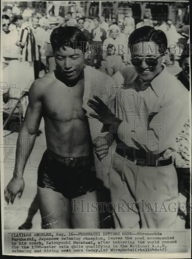 1949 Press Photo Swimmer Hironoshin Furuhashi &amp; Katsuyoshi Murakami, CA - Historic Images