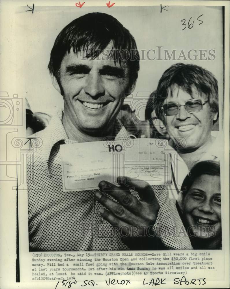 1974 Press Photo Dave Hill wins Houston Open golf tournament, Texas - pis08396- Historic Images