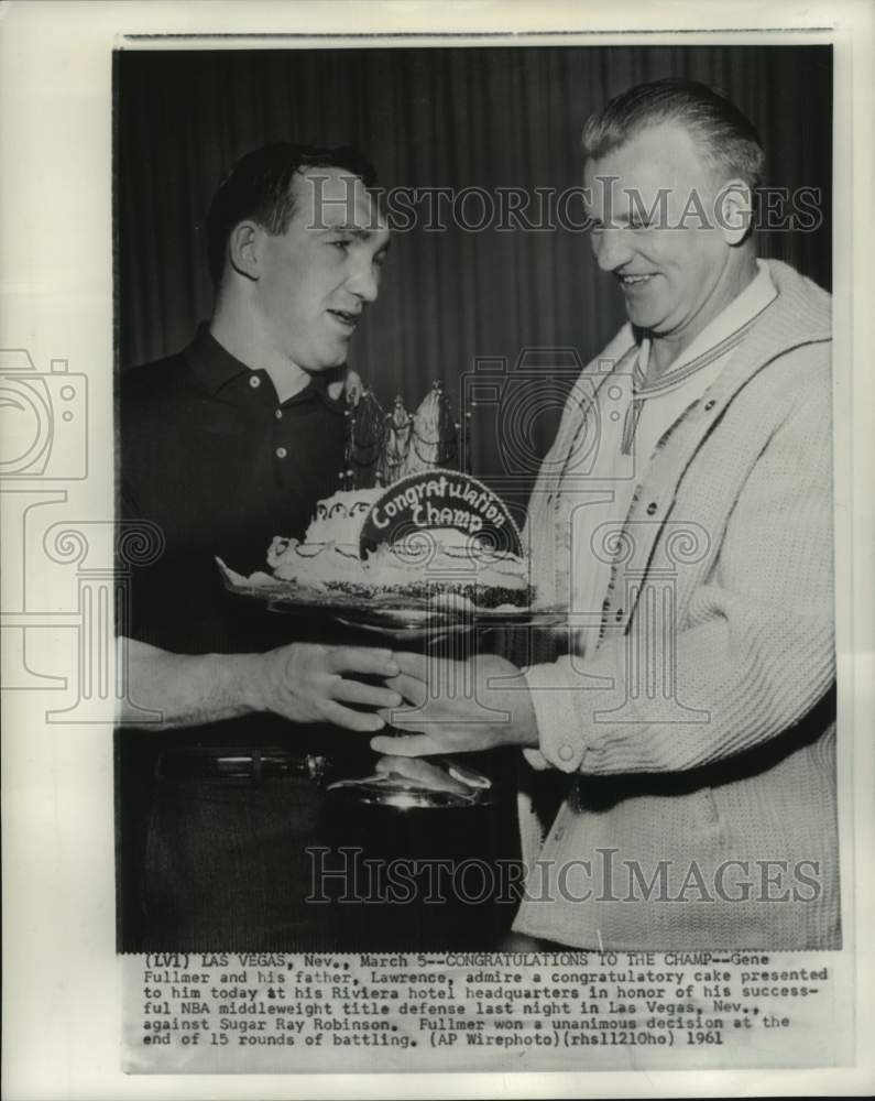 1961 Press Photo Boxer Gene Fullmer &amp; father, Las Vegas, Nevada - pis08537 - Historic Images