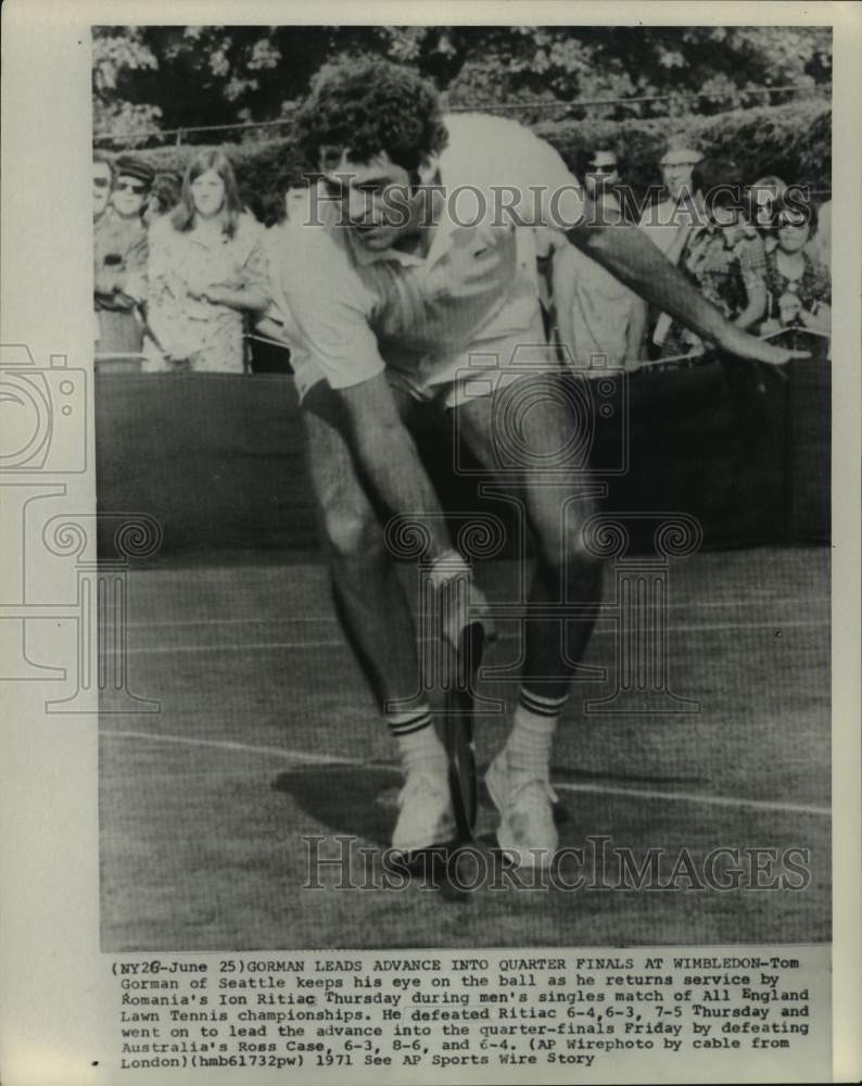 1971 Press Photo Tennis player Tom Gorman, All England Lawn Tennis Championships- Historic Images