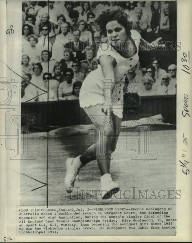 1971 Press Photo Tennis player Evonne Goolagong, Wimbledon Tennis, England- Historic Images