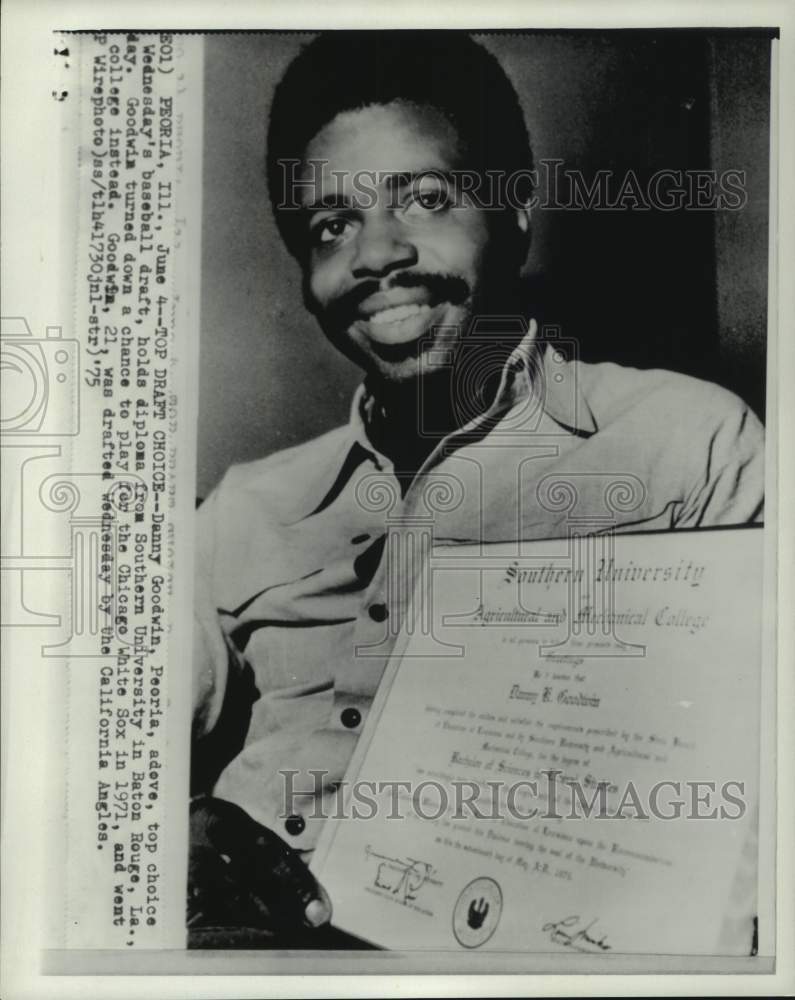 1975 Press Photo California Angels&#39; Danny Goodwin, Peoria, Illinois - pis08562 - Historic Images