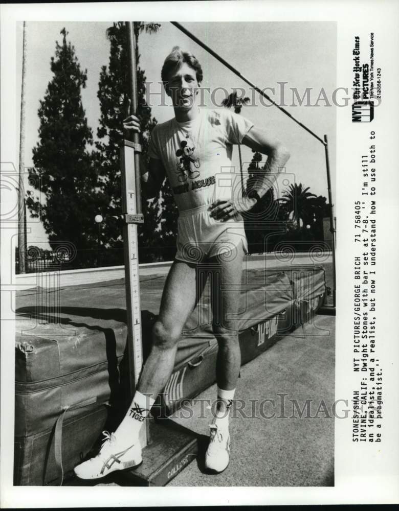 1984 Press Photo Olympic Track And Field High Jump Bronze Medalist Dwight Stones- Historic Images