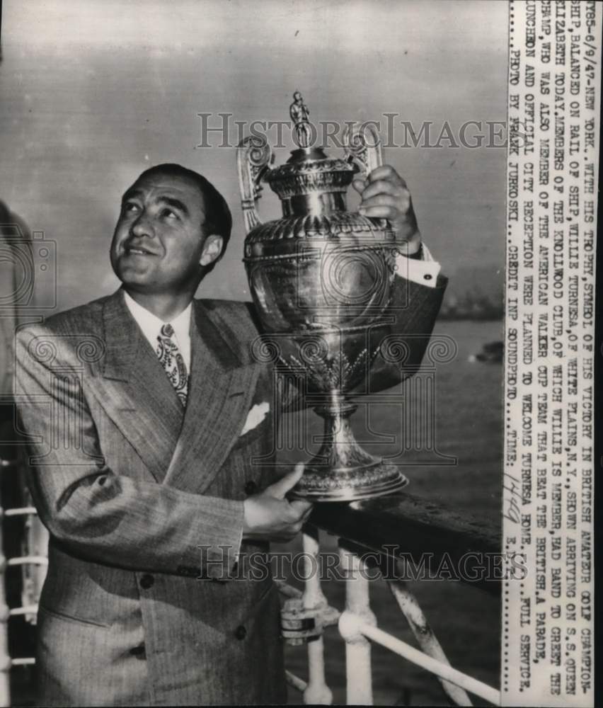 1947 Press Photo British Amateur Golf Champion Willie Turnesa Of White Plains - Historic Images