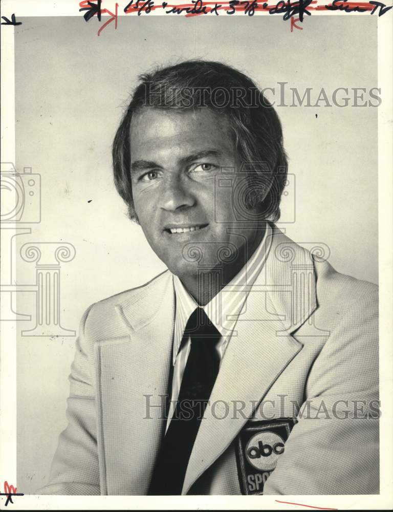 1977 Press Photo American Broadcasting Company&#39;s Play-By-Play Man Frank Gifford - Historic Images