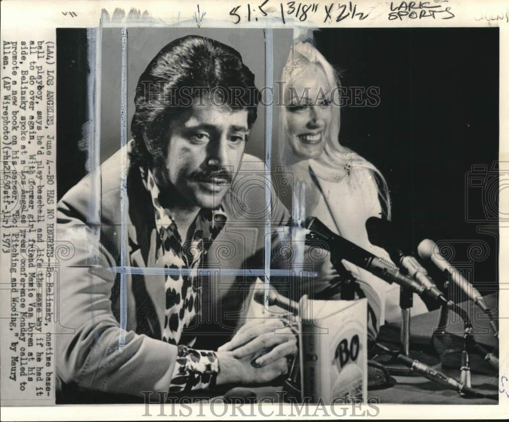 1973 Press Photo Past Baseball Star Bo Belinsky, Mamie Van Doren In Los Angeles- Historic Images