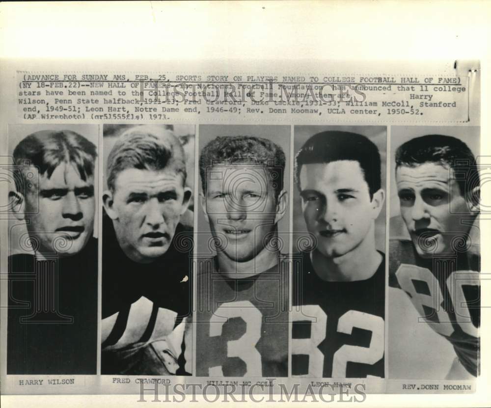 1973 Press Photo Five Of 11 Former Football Stars Named To College Hall Of Fame - Historic Images