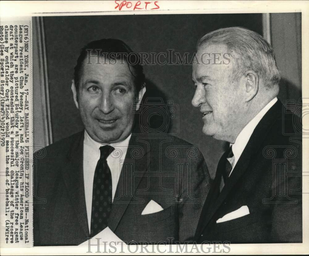 1970 Press Photo Baseball League Presidents Chub Feeney, Joe Cronin In New York- Historic Images