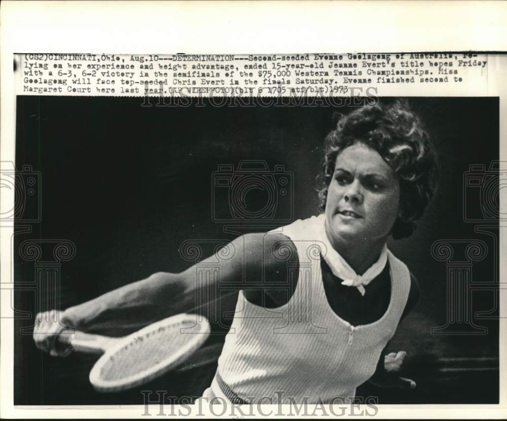 1973 Press Photo Australian Tennis Professional Evonne Goolagong In Cincinnatti - Historic Images