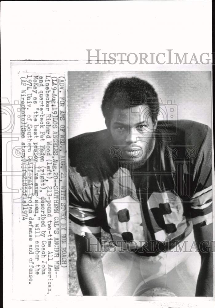 1974 Press Photo Richard Wood of University of Southern California Trojan - Historic Images