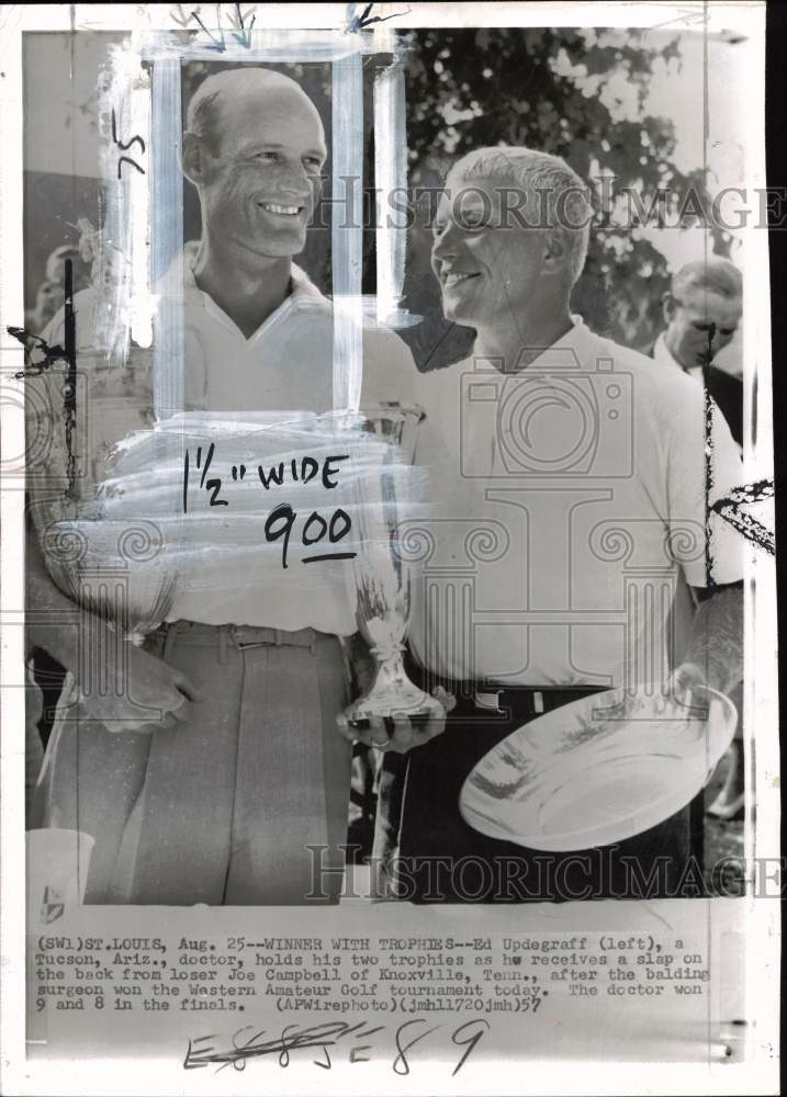 1957 Press Photo Western Amateur Golf Winner Ed Updegraff, Loser Joe Campbell - Historic Images