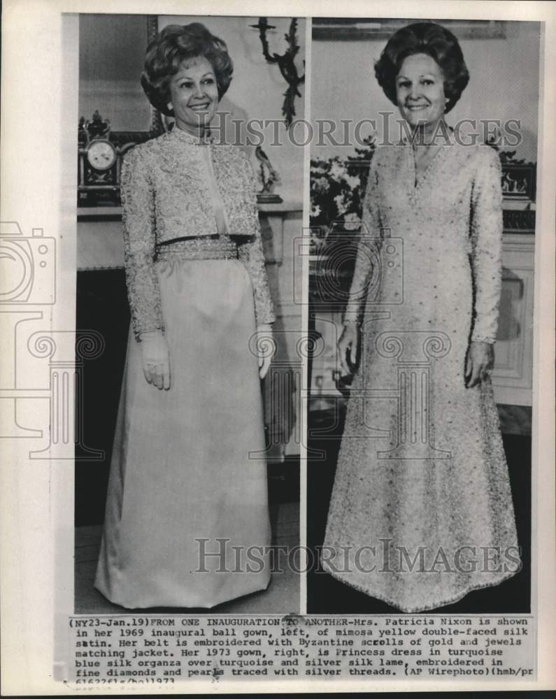 1969 Press Photo First Lady Patricia Nixon in Inaugural Ball Gowns - piw00039 - Historic Images