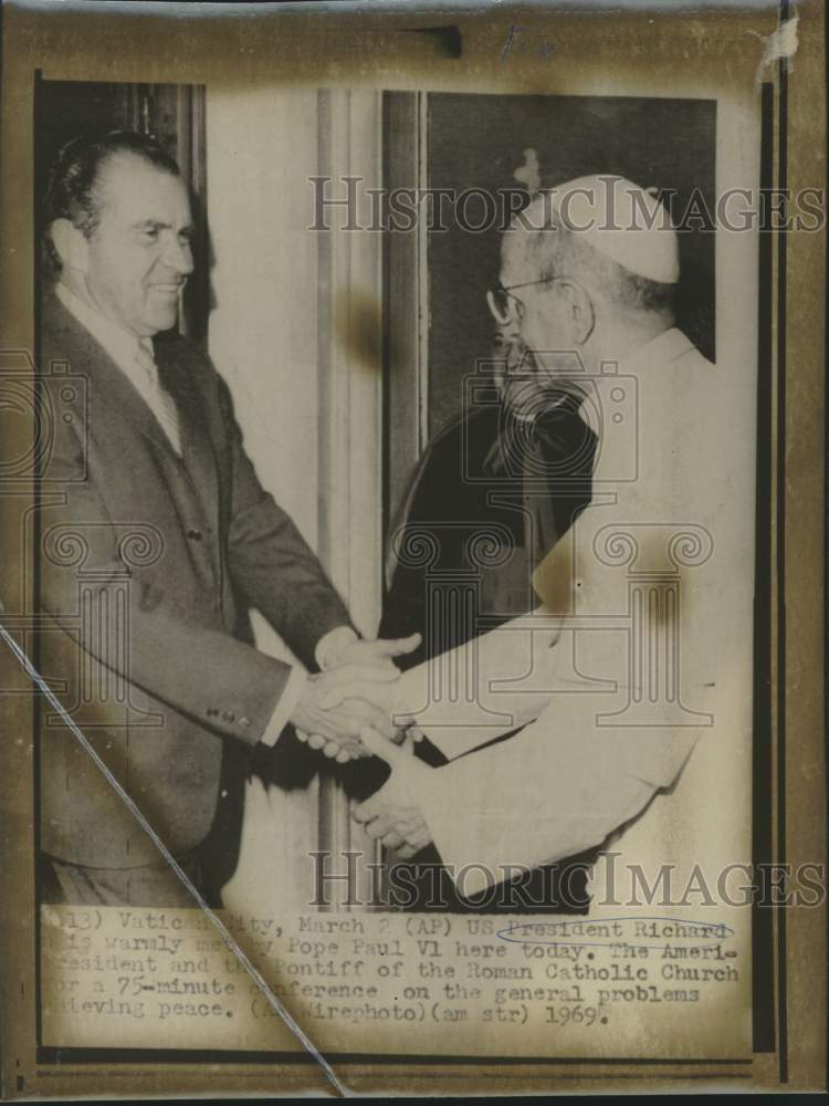 1969 President Richard M. Nixon with Pope Paul VI at Vatican City-Historic Images