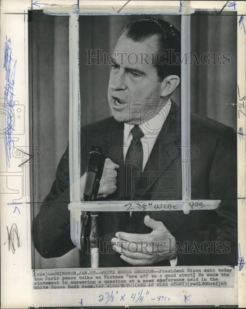 1969 President Richard M. Nixon during White House press conference-Historic Images