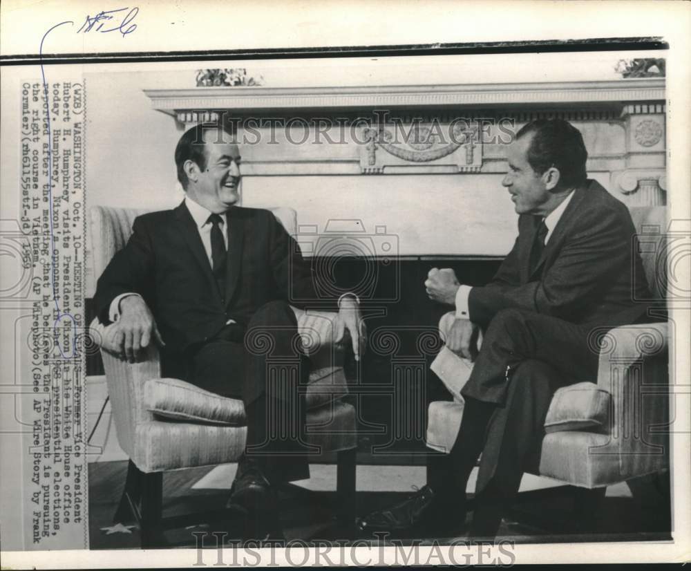 1969 President Richard Nixon with Hubert H. Humphrey at White House-Historic Images