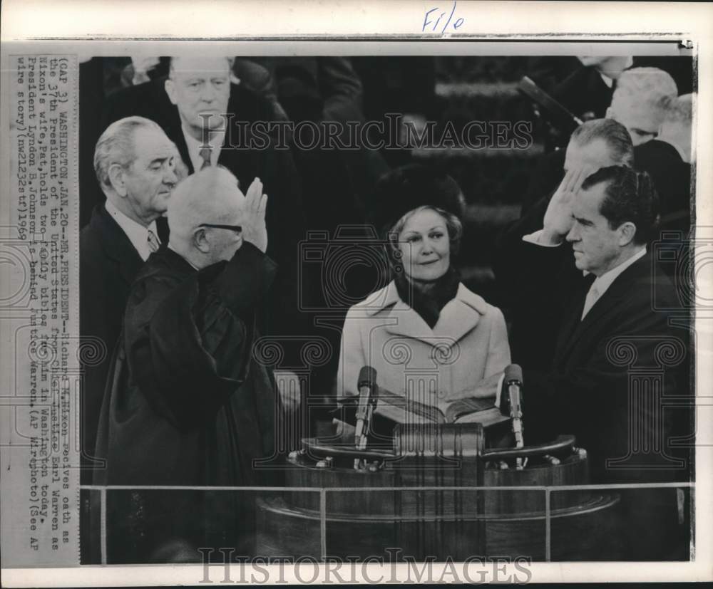 1969 President Richard M. Nixon at Inauguration Oath in Washington-Historic Images