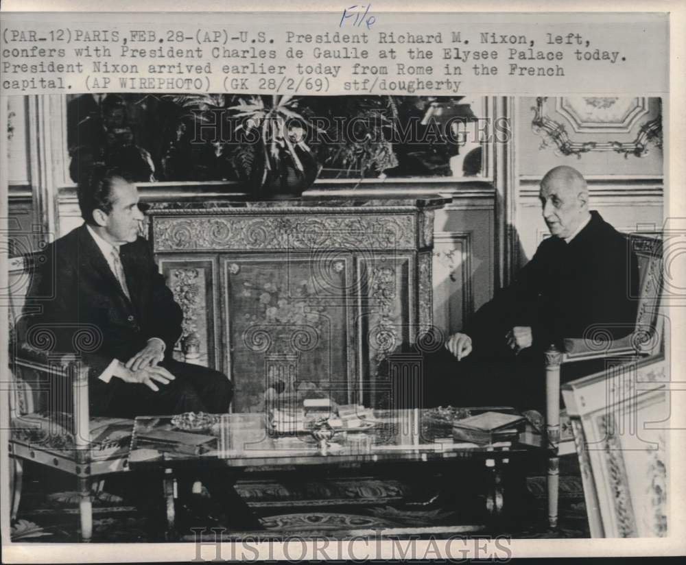 1969 President Richard M. Nixon with President Charles de Gaulle-Historic Images