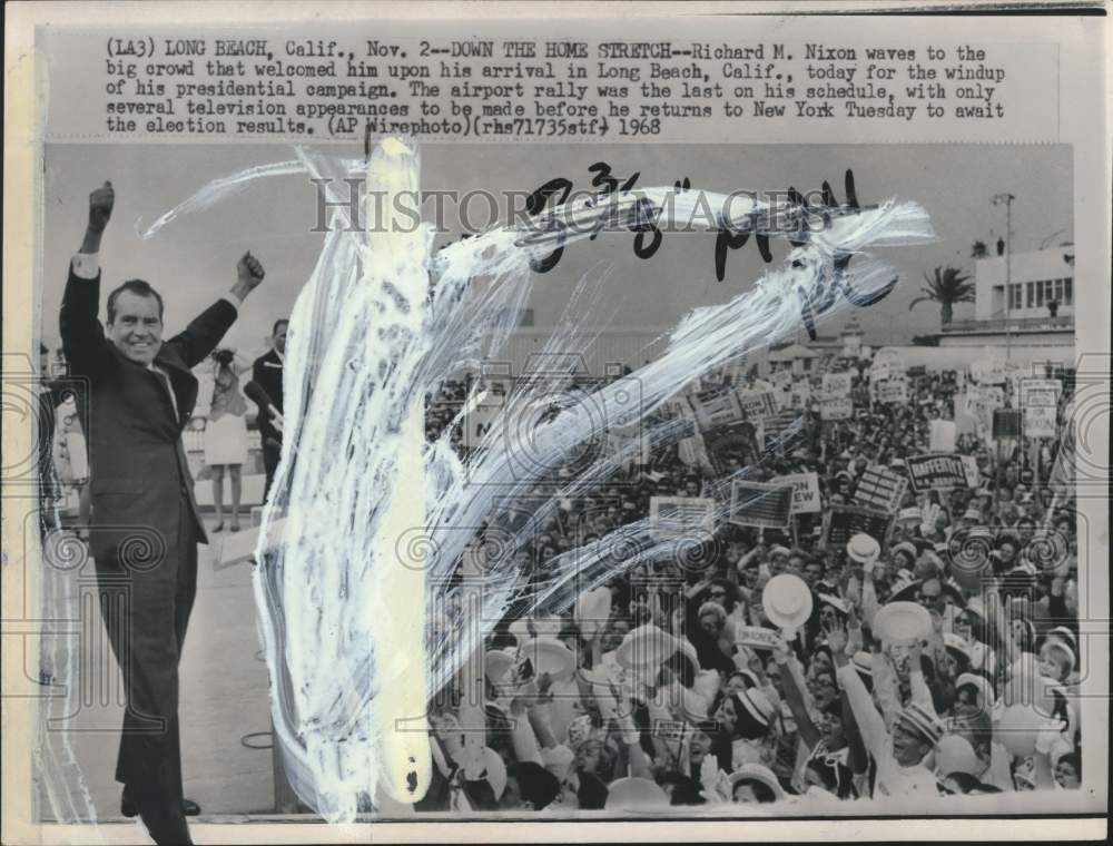 1968 President Elect Richard M. Nixon at Long Beach California Rally-Historic Images