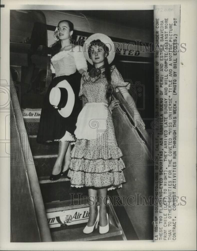 1952 Ada Gabriela Bueno, Esther Saavedra, Miss Universe, Long Beach-Historic Images