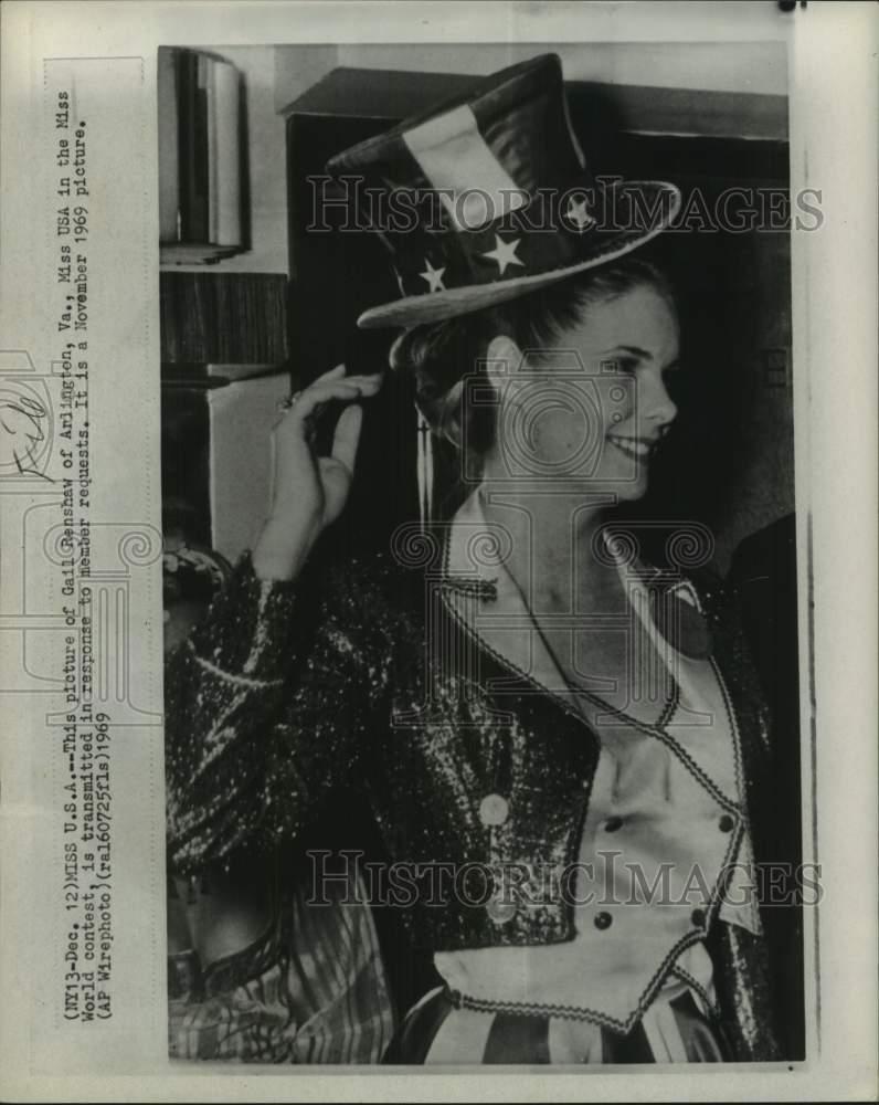 1969 Miss USA Gail Renshaw in the Miss World contest-Historic Images