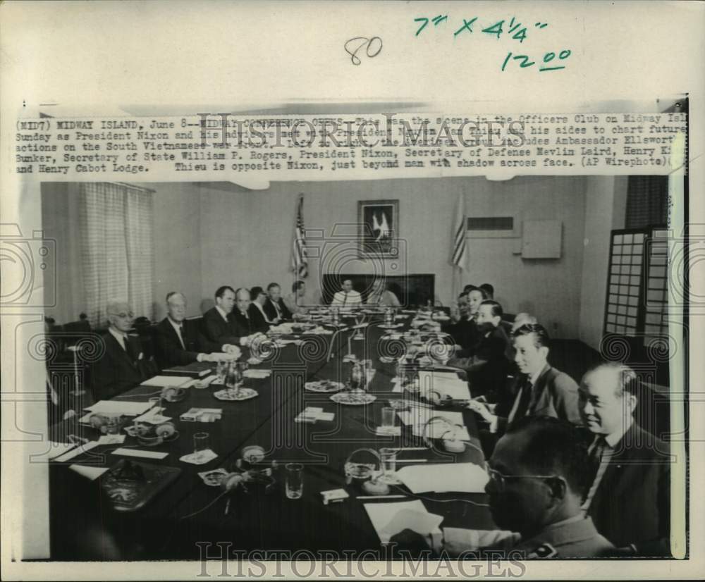 1969 Nixon And Advisors Meet With Thieu At Conference, Midway Island-Historic Images