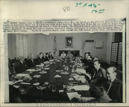 1969 Nixon And Advisors Meet With Thieu At Conference, Midway Island-Historic Images