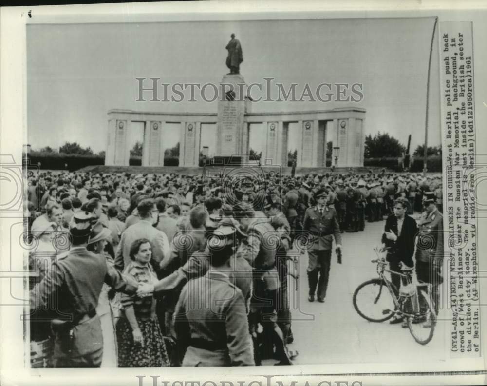 1961 West Berlin Police Push Crowd Back Near Russian War Memorial-Historic Images
