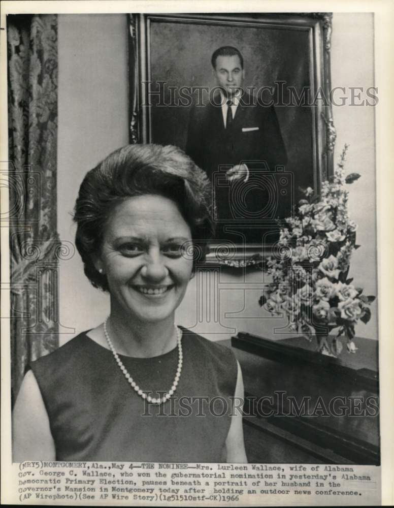 1966 Governor George Wallace wife, Mrs Lurleen Wallace, poses, AL-Historic Images
