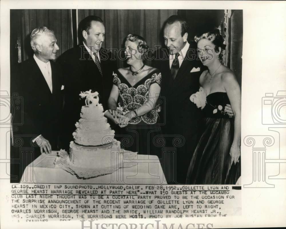 1952 Collette Lyon &amp; George Hearst wedding party, Hollywood, CA-Historic Images