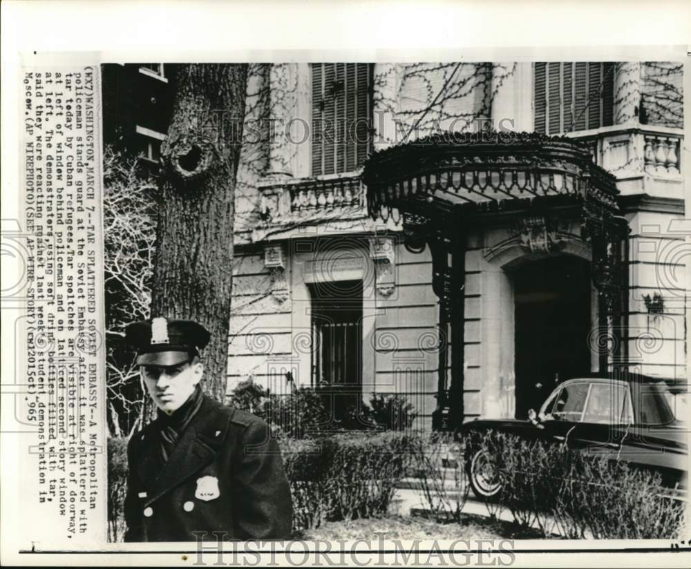 1965 A policeman stands guard at the Soviet Embassy, Washington, DC-Historic Images