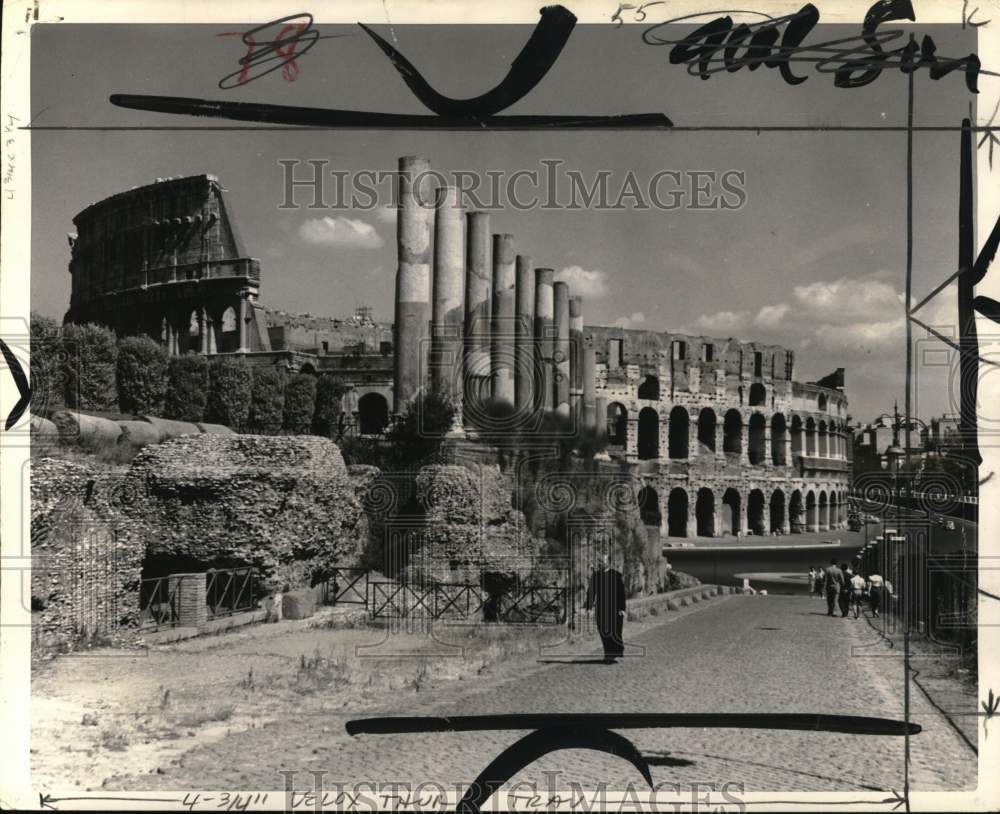 1957 The famed amphitheater, Coliseum, Rome-Historic Images