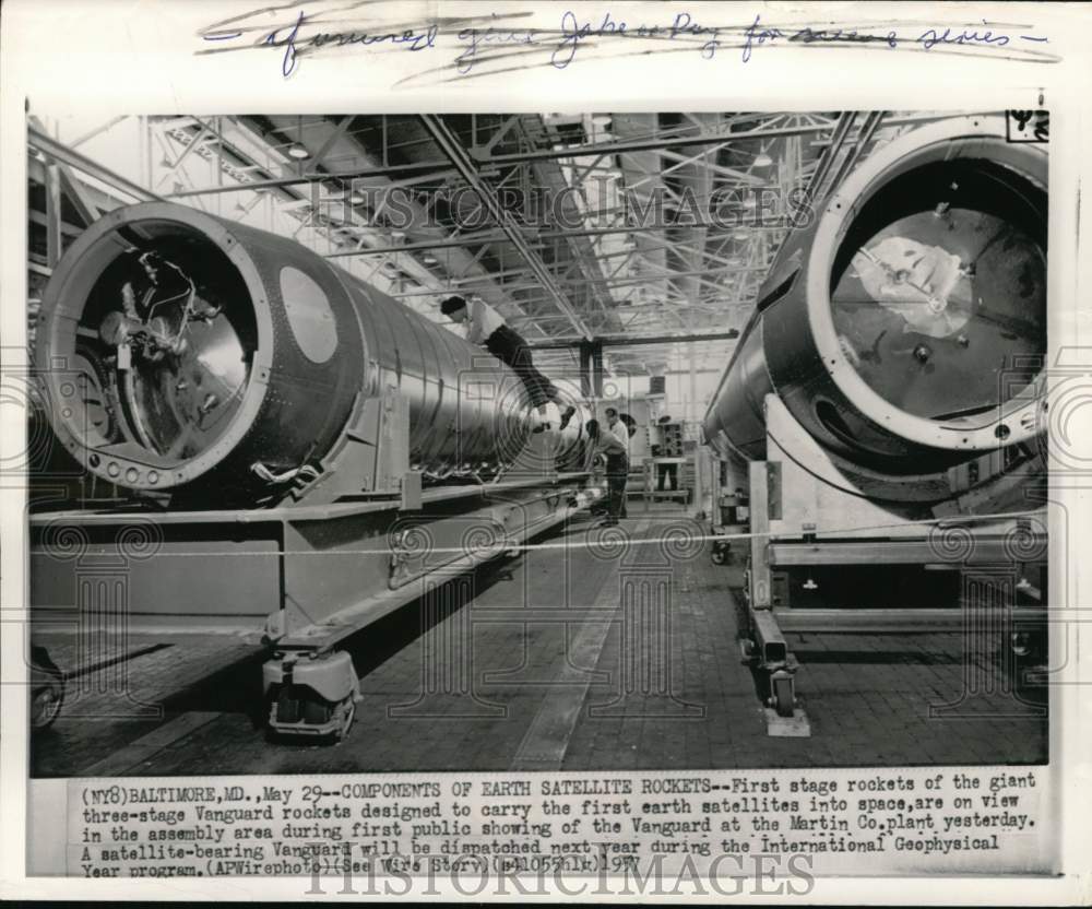 1957 Components of Vanguard rockets to carry satellite to space, MD-Historic Images