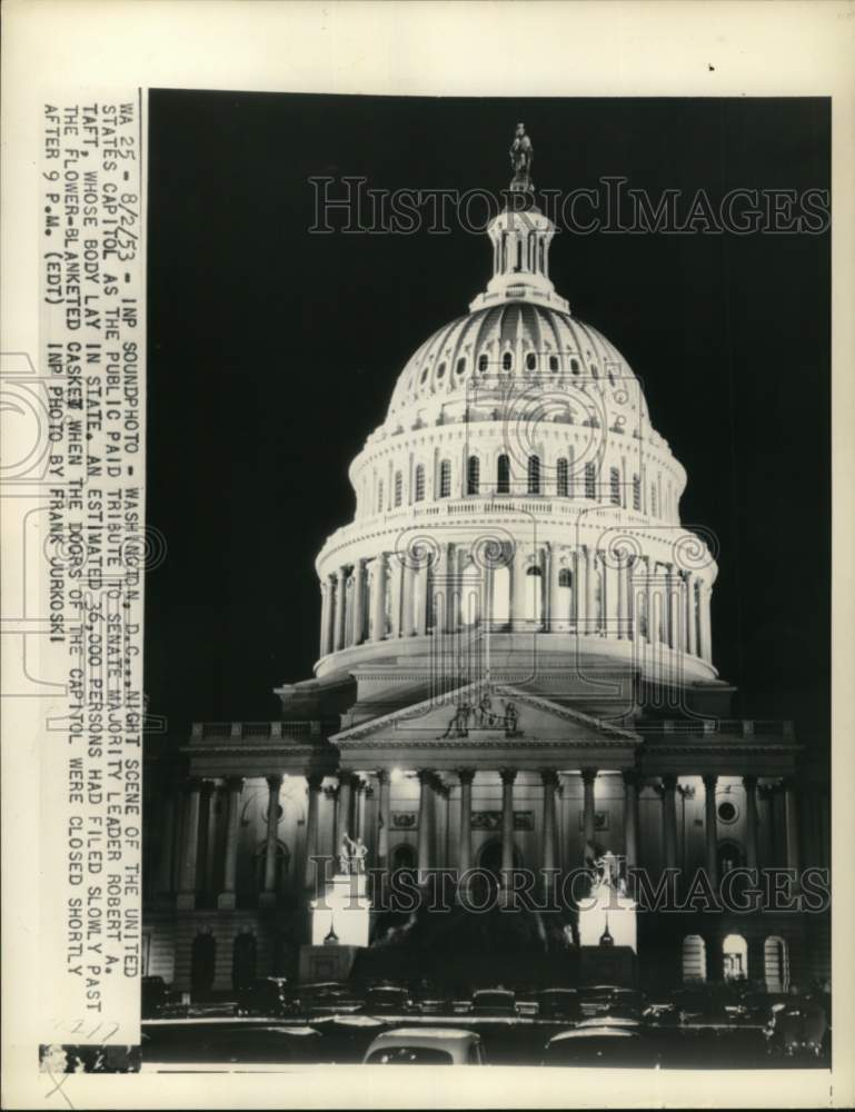1953 Night scene of Capitol where Robert Taft laid in state, DC-Historic Images