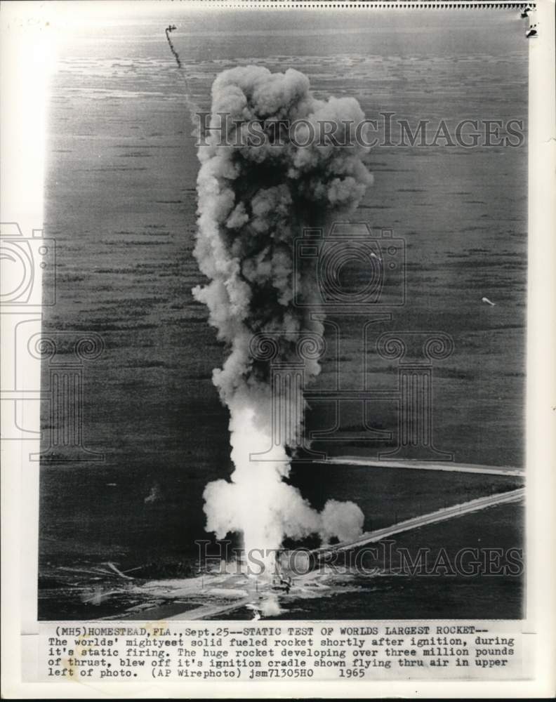 1965 Static test of world's largest solid-fueled rocket, Florida-Historic Images