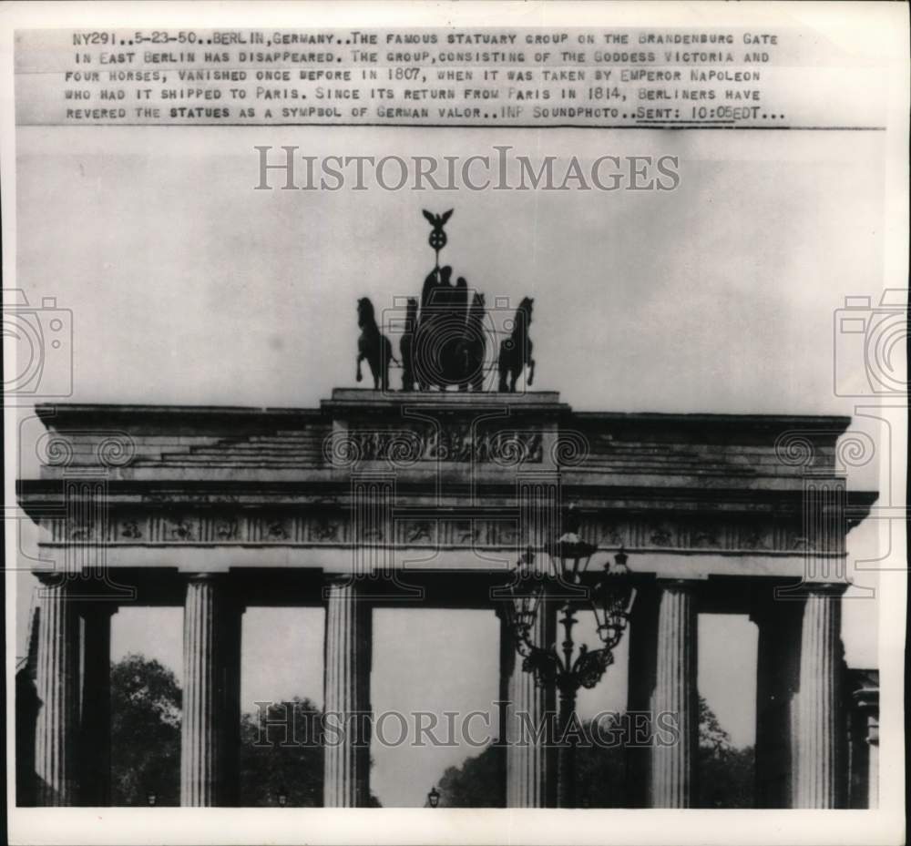 1950 Brandenburg Gate Statue in East Berlin, Germany-Historic Images